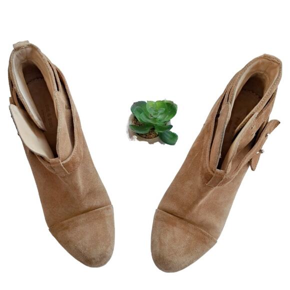 Rag & Bone Camel Tan Suede Harrow Bootie Size 8 Heeled Leather Ankle Boot - Picture 6 of 14